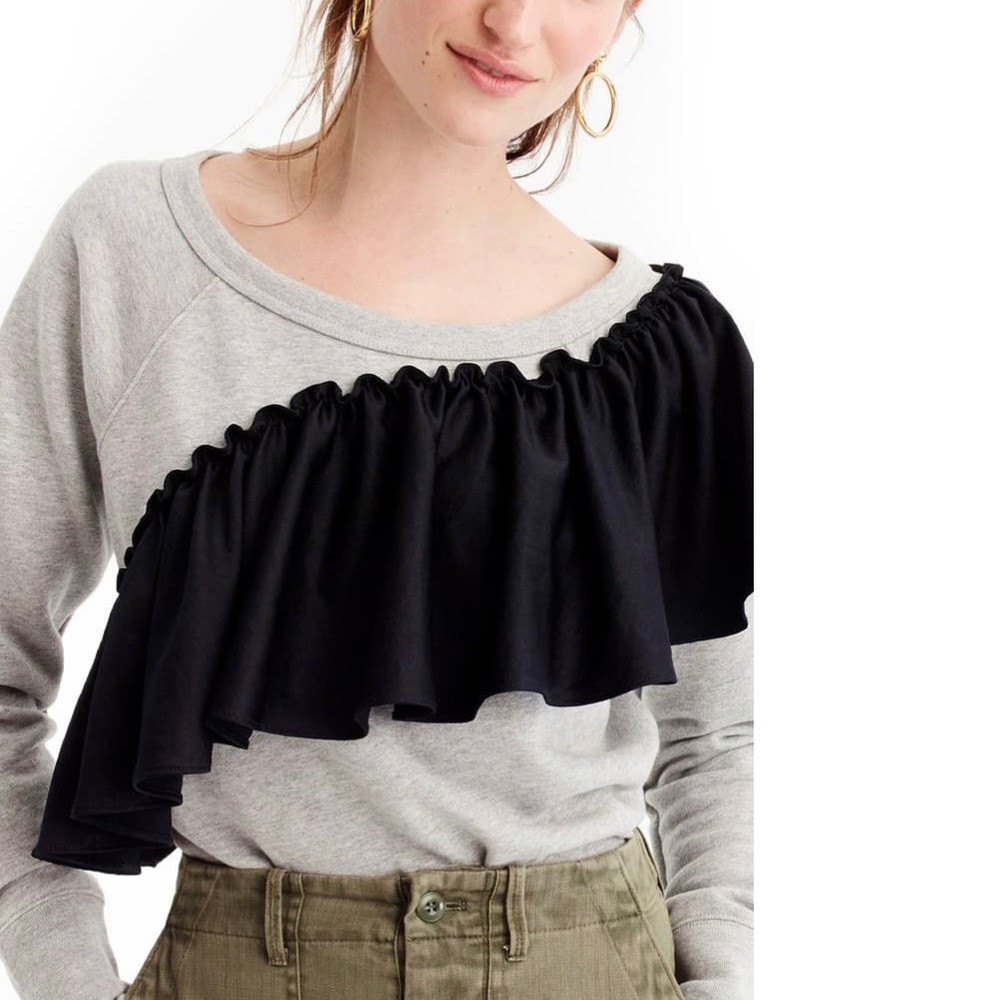 J.Crew ruffle asymmetrical sweater